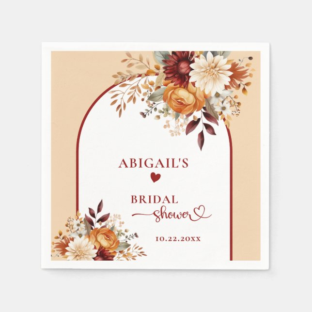 SERVILLETA DE PAPEL BODA FLORAL DE ARCO DE OTOÑO (Anverso)