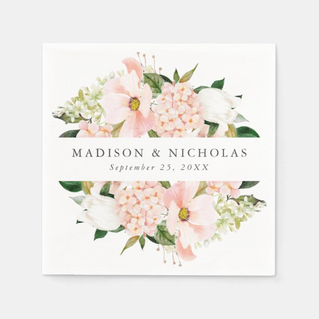 Servilleta De Papel Boda Floral de Besos de Primavera Personalizada (Anverso)