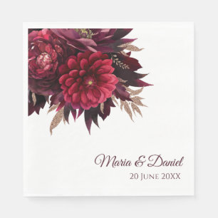 Servilleta De Papel Boda floral de Borgoña