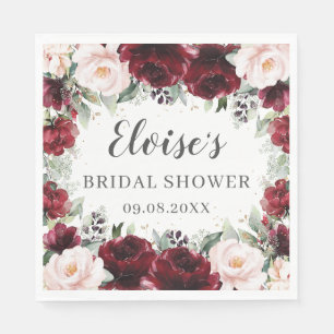 Servilleta De Papel Boda floral de Borgona Rubor Bridal Baby Shower  