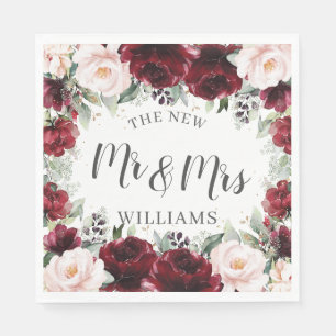 Servilleta De Papel Boda floral de Burgundy Blush Bridal Baby Shower 