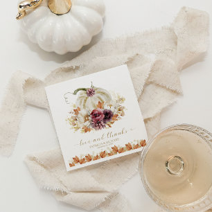 Servilleta De Papel Boda floral de calabaza blanca de otoño elegante