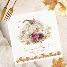 Servilleta De Papel Boda Floral de Calabaza de Amor y Agradecimiento
