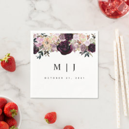 Servilleta De Papel Boda floral de ciruela mauve