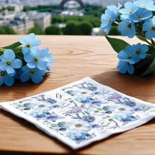 Servilleta De Papel Boda floral de color azul y lavanda francés