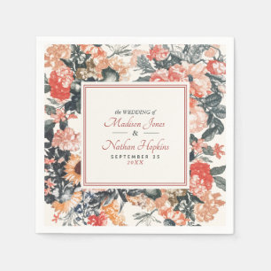 Servilleta De Papel Boda floral de color de agua vintage