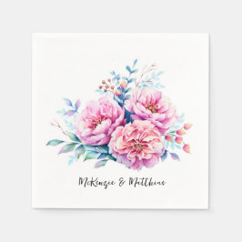 Servilleta De Papel Boda floral de color de agua y aire de los pueblos