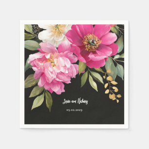 Servilleta De Papel Boda floral de color rosa y blanco