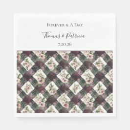 Servilleta De Papel Boda Floral de Encaje Falso Burgundy Negro