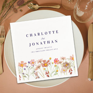 Servilleta De Papel Boda Floral de Flor Silvestre Rústica de Otoño Boh