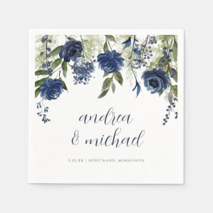 Servilleta De Papel Boda floral de flores silvestres azules elegantes