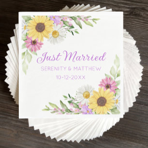 Servilleta De Papel Boda Floral de Flores Silvestres Girasoles Recién