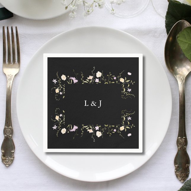 Servilleta De Papel Boda Floral de Flores Silvestres Negro y Blanco El (Subido por el creador)