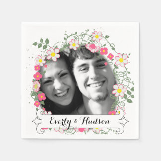Servilleta De Papel Boda floral de Garland personalizado