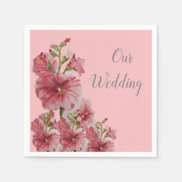 Servilleta De Papel Boda floral de holyhock rosa pálido