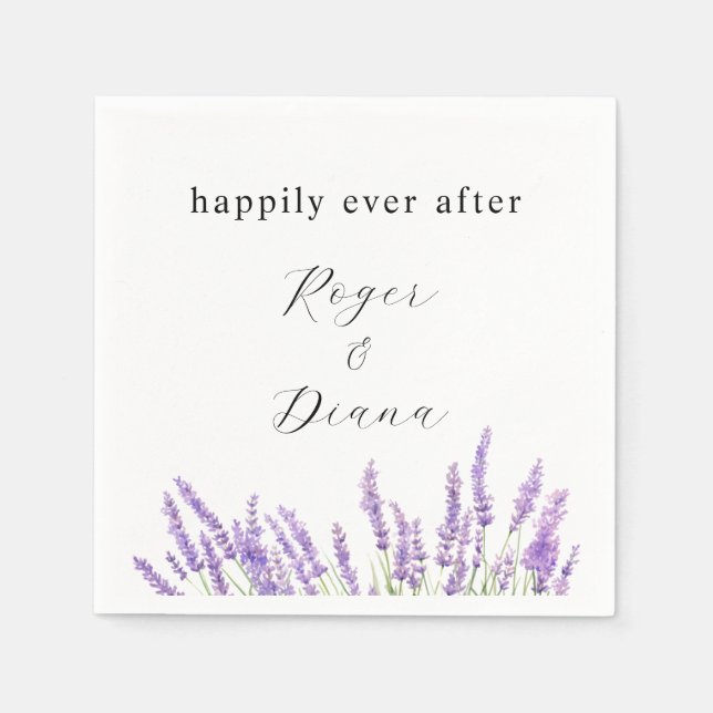 Servilleta De Papel Boda floral de lavanda rústica (Anverso)