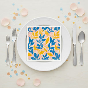Servilleta De Papel Boda floral de litografía rosa, azul y amarillo