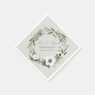 Servilleta De Papel Boda floral de madera de vegetación Anemone acuare