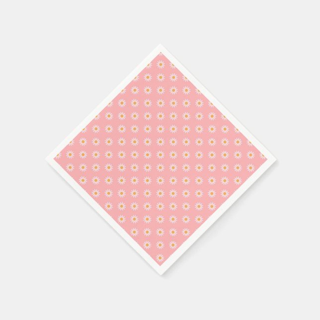 Servilleta De Papel Boda floral de margarita blanca rosada (Borde)