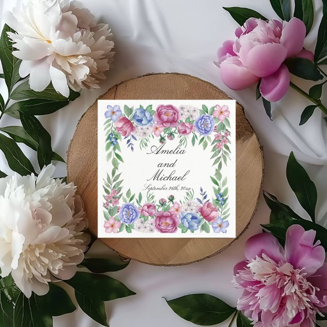Servilleta De Papel Boda Floral de Mauve Blue Peonies (Subido por el creador)
