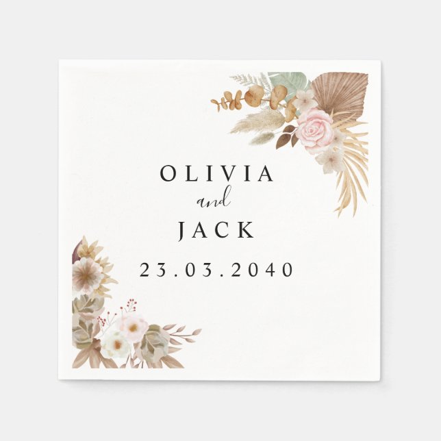 Servilleta De Papel Boda floral de Moda bohemia (Anverso)