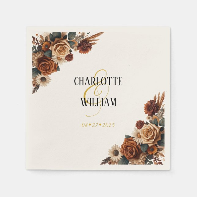 Servilleta De Papel Boda floral de Moda rusa (Anverso)