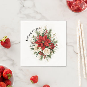 Servilleta De Papel Boda Floral de Navidad Elegante