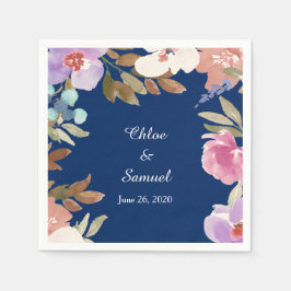 Servilleta De Papel Boda floral de Navy Blue Garden