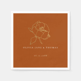 Servilleta De Papel Boda floral de oro de rosca simple clásico de peon