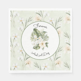 Servilleta De Papel Boda floral de orquídea hibisco crema blanca menta