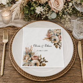 Servilleta De Papel Boda floral de otoño boho acuarela