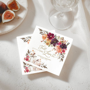 Servilleta De Papel Boda Floral de Otoño Burgundy de Calabaza Enamorad
