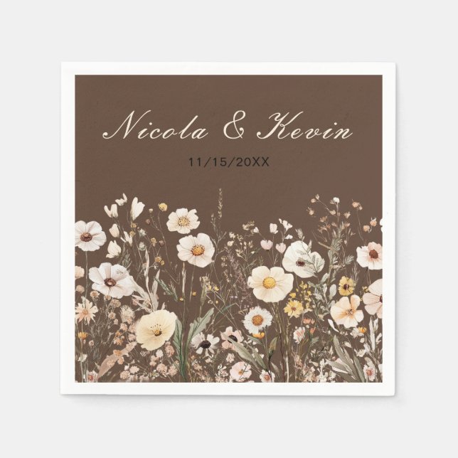 Servilleta De Papel Boda Floral de otoño de flores silvestres (Anverso)