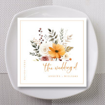 Boda floral de otoño en acuarela elegante