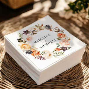 Servilleta De Papel Boda floral de otoño rústica con acuarela