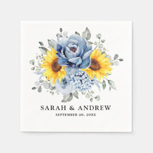 Servilleta De Papel Boda floral de pijama azul turquesa de girasol