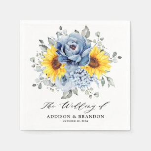 Servilleta De Papel Boda floral de pijama azul turquesa de girasol