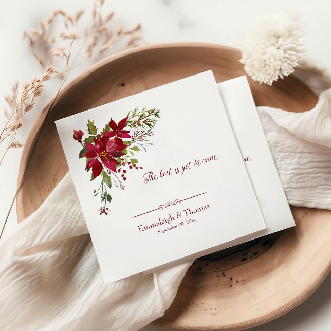 Servilleta De Papel Boda floral de Poinsettia roja escarlata (Subido por el creador)