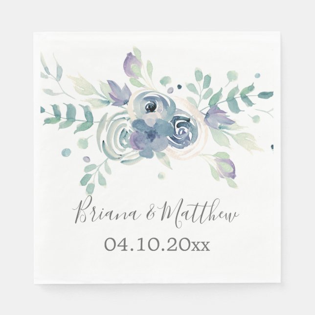 Servilleta De Papel Boda floral de Purple Greenery (Anverso)