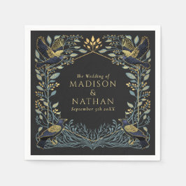 Servilleta De Papel Boda floral de Raven gótico encantado