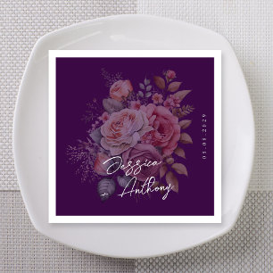 Servilleta De Papel Boda floral de romance profundo ciruela Moody