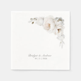 Servilleta De Papel Boda floral de rosa blanca elegante