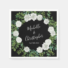 Servilleta De Papel Boda floral de rosa negra y blanca