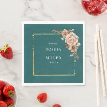 Boda floral de terracota con acuarela azul verdoso
