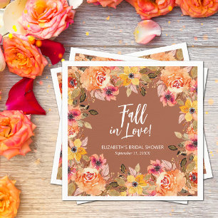 Servilleta De Papel Boda Floral de Terracota Otoño Amor
