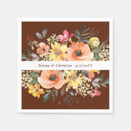 Servilleta De Papel Boda floral de terracota oxidada