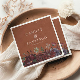 Servilleta De Papel Boda floral de Terracota Rusa