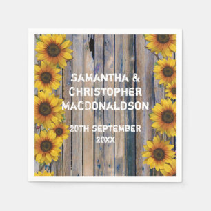 Servilleta De Papel Boda floral de un país de girasol amarillo ruidoso