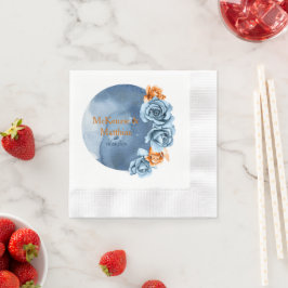 Servilleta De Papel Boda floral Dusty Blue y Rusty Peony