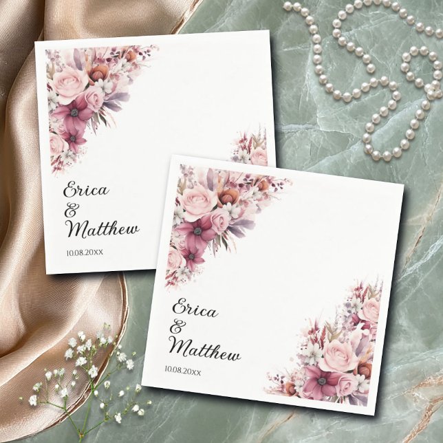 Servilleta De Papel Boda Floral Dusty Pink Boho (Subido por el creador)